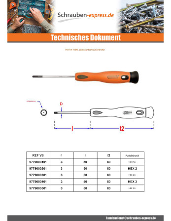 1 x Schraubenzieher Ende Sechskant 1...