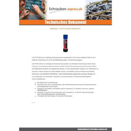 1 x Schraubensicherung mittlere Festigkeit LOCTITE 248