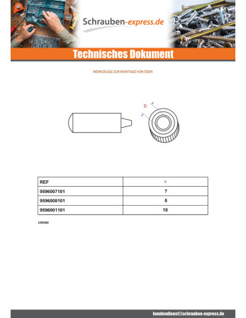 1 x Blister mit 8 mit Öse PLANE Durchmesser 8...