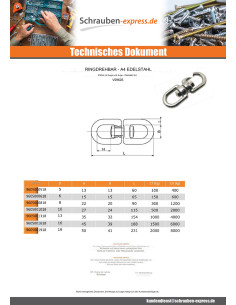 Wirbel mit Ring Edelstahl A4 Durchmesser 10 2