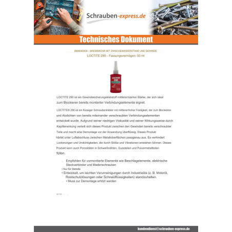 1 x Schraubensicherung mittlere Festigkeit LOCTITE 290
