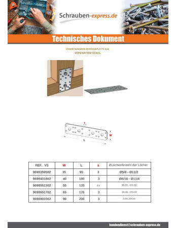 1 x Montageplatte D MONTAGE Sendzimir 35x95