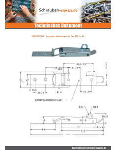 Riegel für Hebel mit Öse Verzinkt 193,5 X 43 2