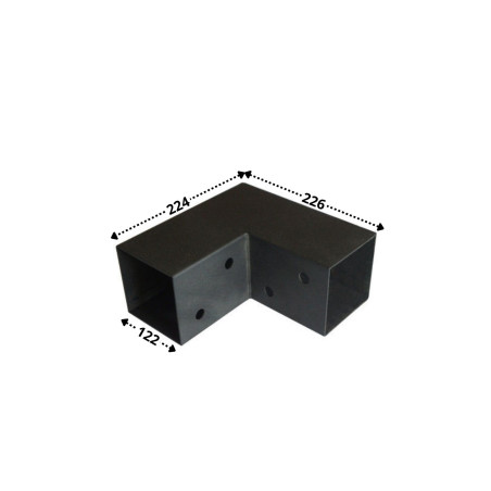 1 x Flachverbinder ÄUSSERN In L Stahl schwarz verzinkt 122 x 226 x 224