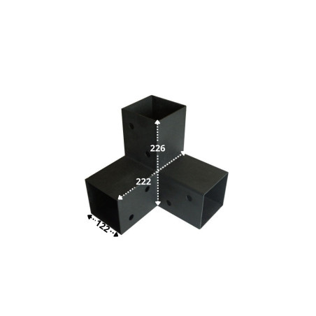 1 x Flachverbinder ÄUSSERN 3 Wegbeschreibung Stahl schwarz verzinkt 122 x 226 x 222