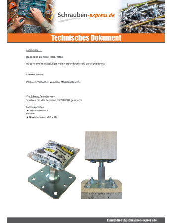 1 x Base del poste Einstellung 130x130 M20 Schwarz