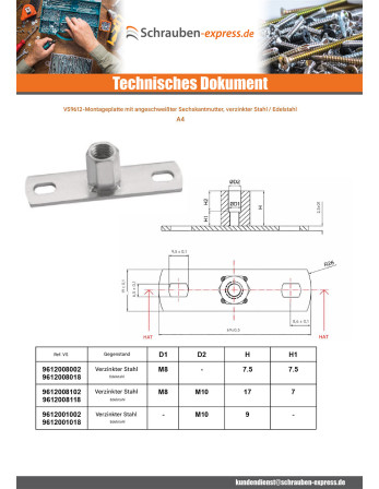 1 x Befestigungsplatine Mit Sechskantmutter...