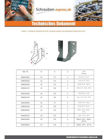 1 x Balkenschuh U-förmig für Flügel...