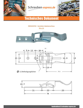 1 x Riegel für Hebel Verzinkt 79 X 21