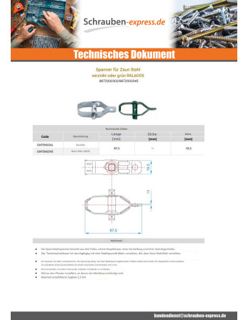 1 x Spannschraube Für Zaun RAL6005 moosgrün 85...
