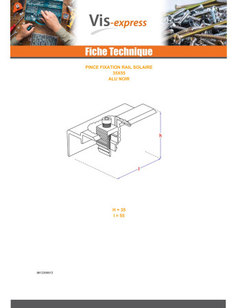 1 x Zange Befestigung SOLAR 35x55 Aluminium...
