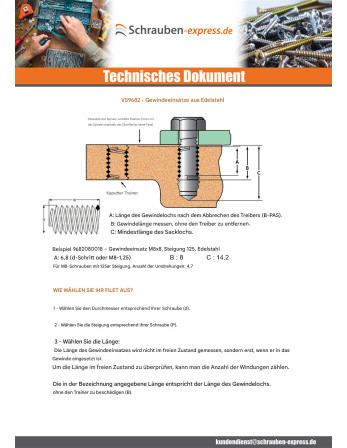 1 x Drahtgewindeeinsätze M5x15 gewinde 80...