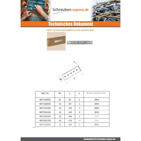 1 x Montageplatte Von VERBINDUNG ENG Verzinkt 15x80