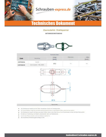 1 x Spannschraube Für Zaun Verzinkt 85 x 29,5 x...