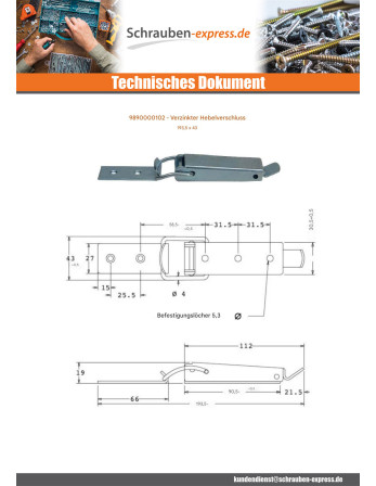 1 x Riegel für Hebel Verzinkt 193,5 X 43