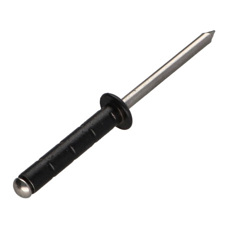 1 x Niet Aluminiumgehäuse / Edelstahlstange Flachkopf 4,8 x 25 RAL9005 tiefschwarz POL