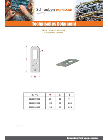 1 x Montageplatte Tor MANTEL Verzinkt 20x50