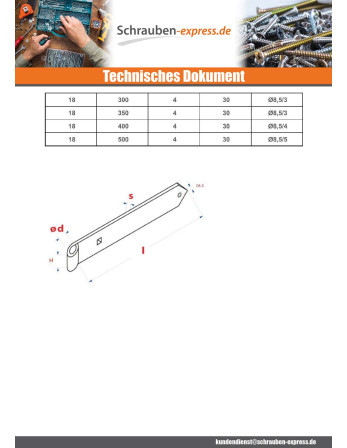 1 x Spitze Ladenband für Drehflügel 16x600...