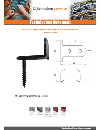 1 x Schräge Schließplatte mit Schraube für...