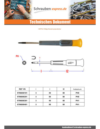 1 x Schraubenzieher Ende Phillips 0 Gesamtlänge...