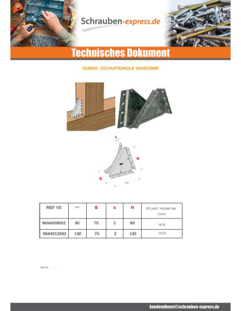 1 x Balkenschuh ohne Lasche Sendzimir 130x130x7