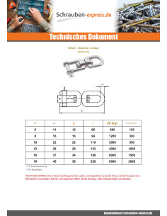 Wirbel mit Ring Schäkel Edelstahl A4 Durchmesser 13 2