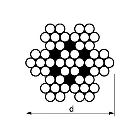 1 x Meterware Flexibles Seil Durchmesser 5 Edelstahl A4 7x7 Bruchlast 1400 kg (Meterware)