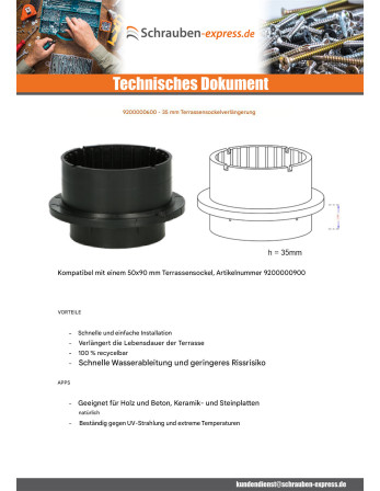 1 x Verlängerung für Sockel Terrasse 35 mm