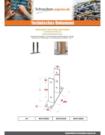 1 x Base del poste form U 81x50x200 Hohe...