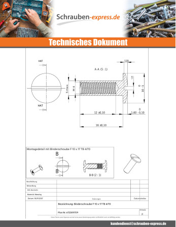 1 x Muttern Binder Flachkopf Gespalten M4x12...