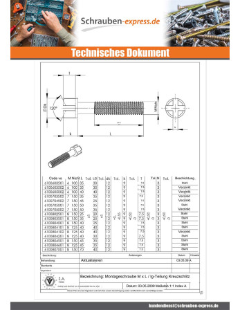 1 x Möbelschraube Rohstahl M8X35 gewinde 150...