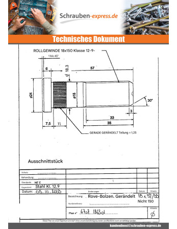 1 x Dübel Von RAD M18X57 Mit Gewinde 33 gewinde...