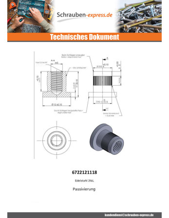 1 x Muttern Binder Flachkopf Gerändelt M5x8,5...