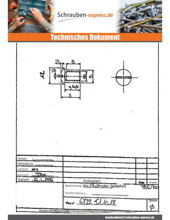 1 x Muttern Binder Flachkopf Gespalten 8x9 M6X8...