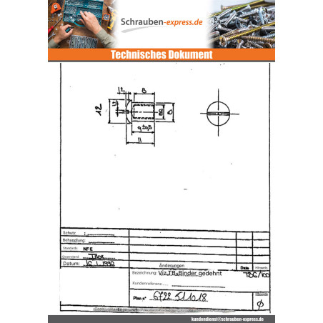 1 x Muttern Binder Flachkopf Gespalten 8x9 M6X8 Edelstahl
