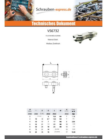 1 x Flache Duplex-Seilklemme Verzinkt Kabel Von 4