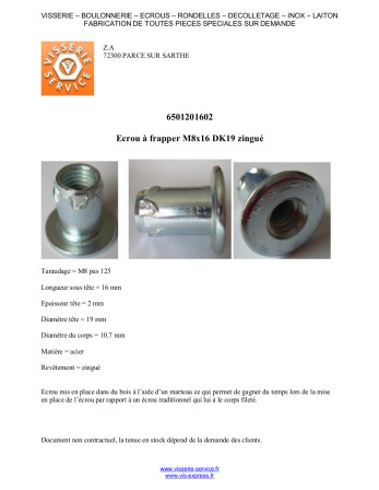 1 x Einschlagmutter M8x16 Kopf-Durchmesser 19...