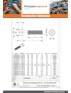 Möbelschraube Rohstahl M8X45 gewinde 150 Kreuzschlitz 2