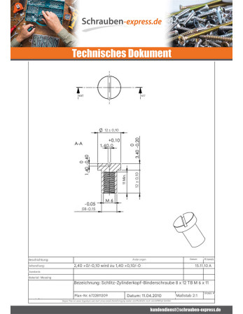1 x Muttern Binder Zylindrischer Flachkopf...