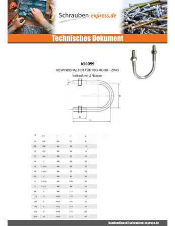1 x Klemmbügel Verzinkt Runder Rücken Mit...