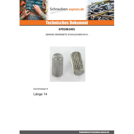 1 x Bolzen 6x14 XC 18PB Rohstahl KNBBLING RECHTS