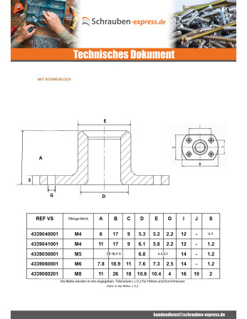 1 x Zylindrische Schweißmutter interner Chef...