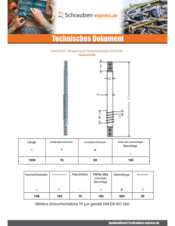 1 x Verlängerung für Fundamentschrauben 76 x...