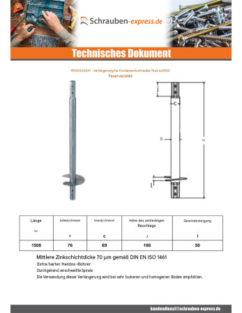 1 x Verlängerung für Fundamentschrauben 76 x...
