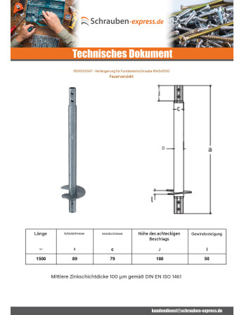 1 x Verlängerung für Fundamentschrauben...