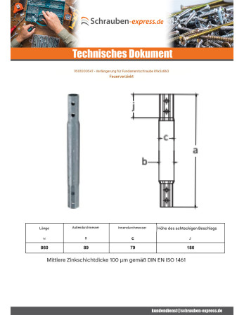 1 x Verlängerung für Fundamentschrauben...