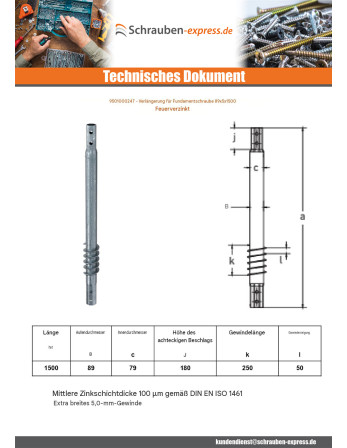 1 x Verlängerung für Fundamentschrauben...
