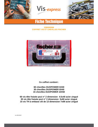 1 x Set mit Schraube Und Dübel Fischer FIXTAINER