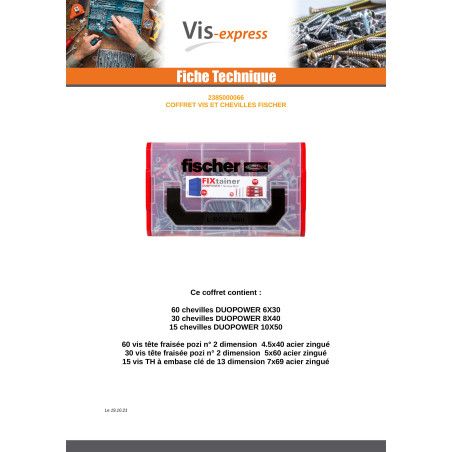1 x Set mit Schraube Und Dübel Fischer FIXTAINER