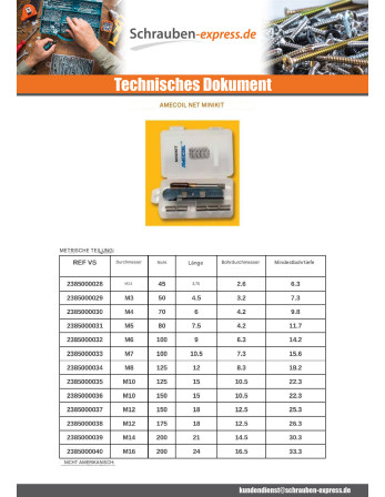 1 x KIT +NET BERICHT M12x18 gewinde 175